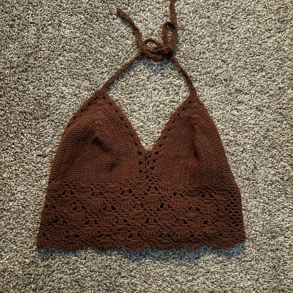 Backless brown tie top